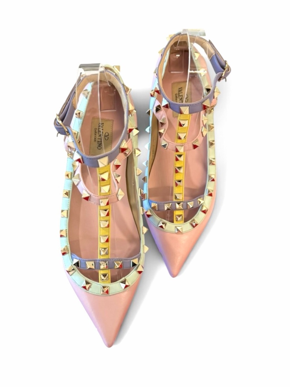 Valentino Garavani Pastel Pink iconic Rockstud Pointed Flats - Picture 5 of 15